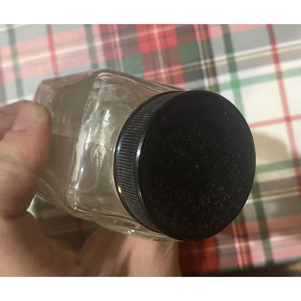 VINTAGE CAR 5” GLASS CANDY JAR CONTAINER WITH BLACK LID